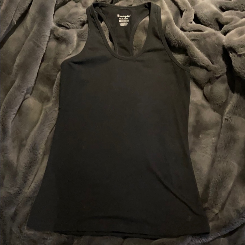 woman’s black champion tank top